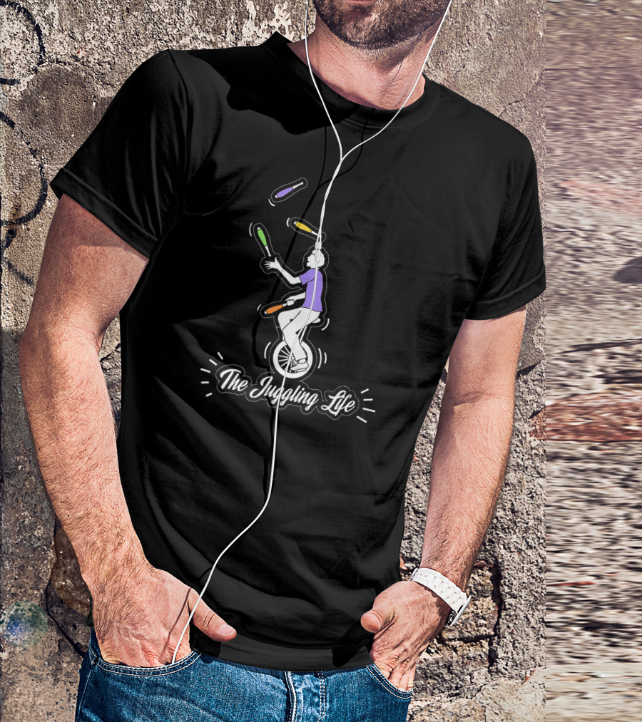The Juggling Life Unicyclist Balancing Clubs T-Shirt