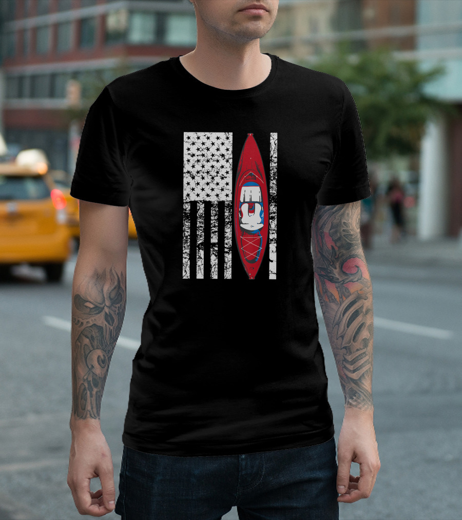 Kayak US American Flag Cute Unique Kay Stars and Stripes Red Kayak T-Shirt