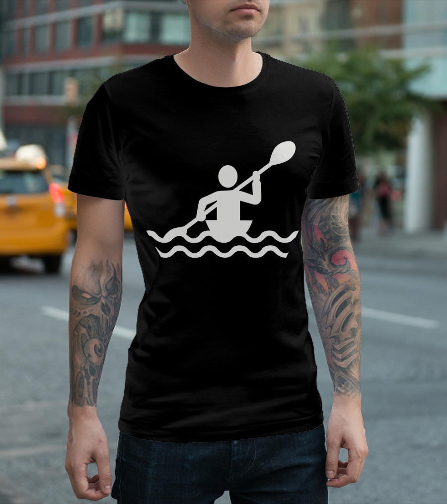 Kayaking Paddler Icon In White T-Shirt