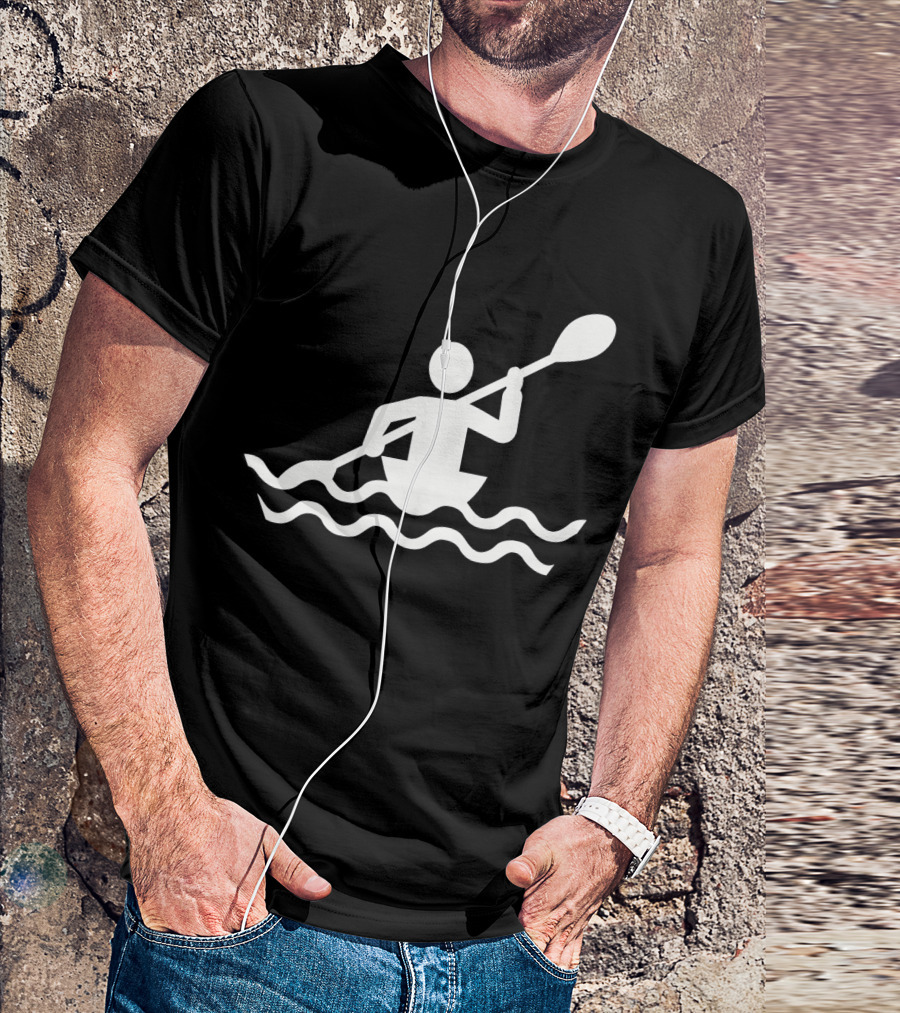 Kayaking Paddler Icon In White T-Shirt