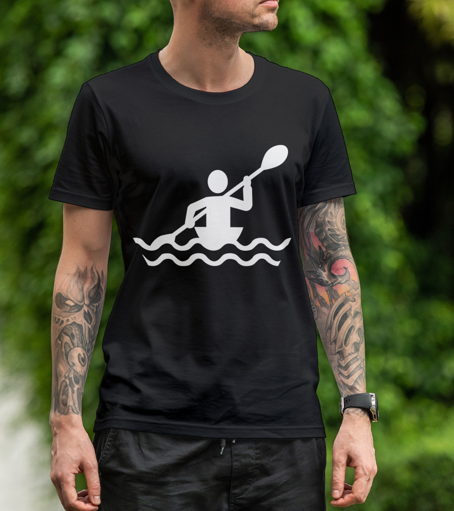 Kayaking Paddler Icon In White T-Shirt