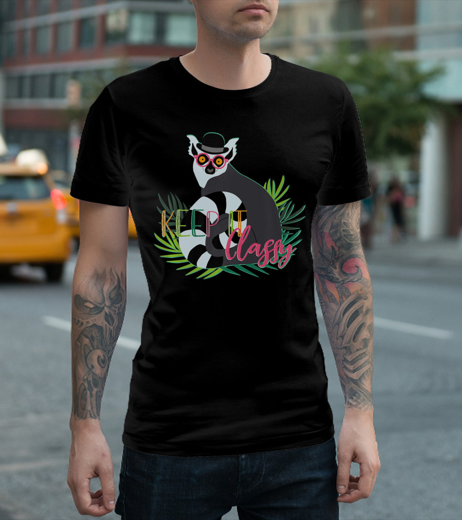 Keep It Classy Funny Lemur with Hat and Glasses T-Shirt