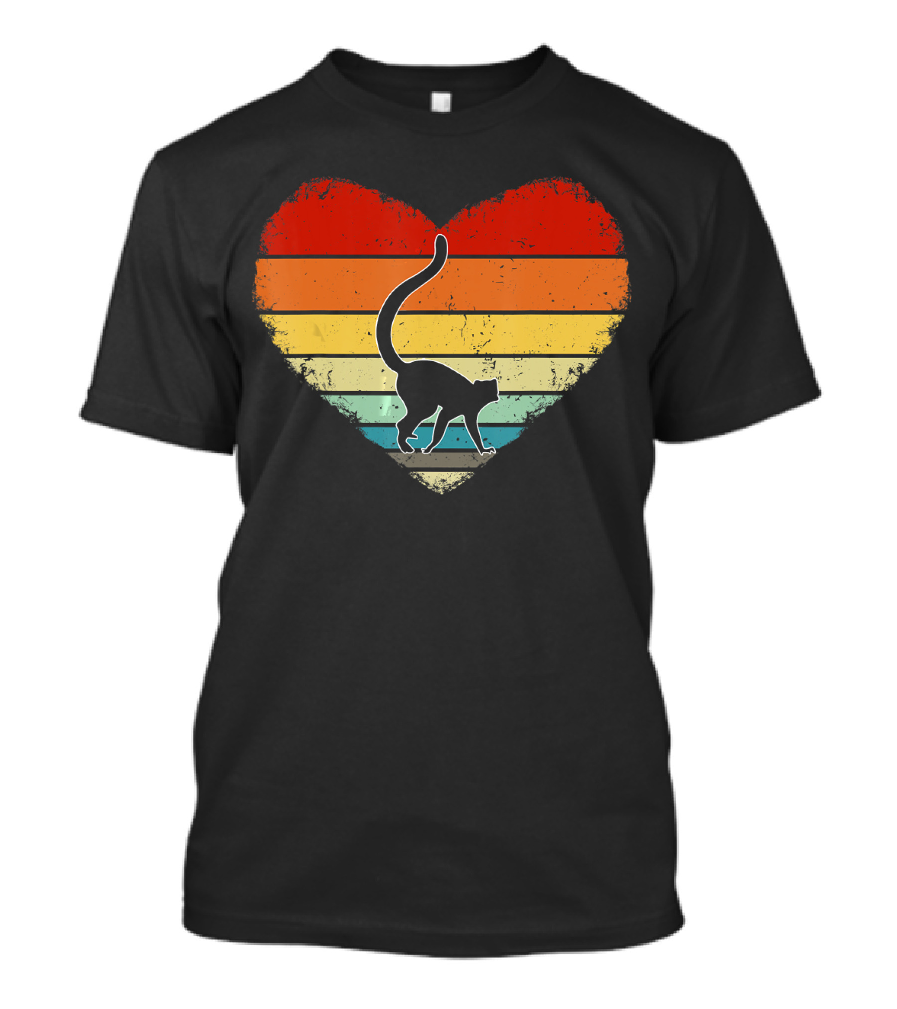 Lemur Retro Vintage Heart Val Stripes T-Shirt