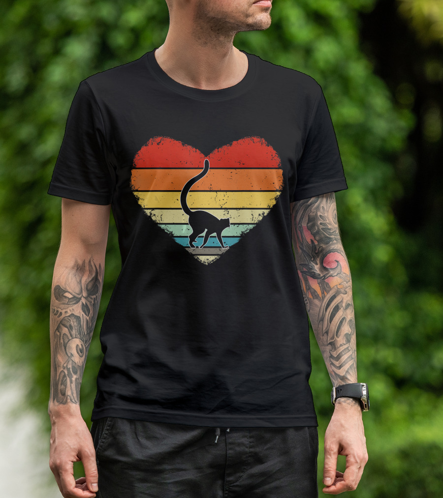 Lemur Retro Vintage Heart Val Stripes T-Shirt