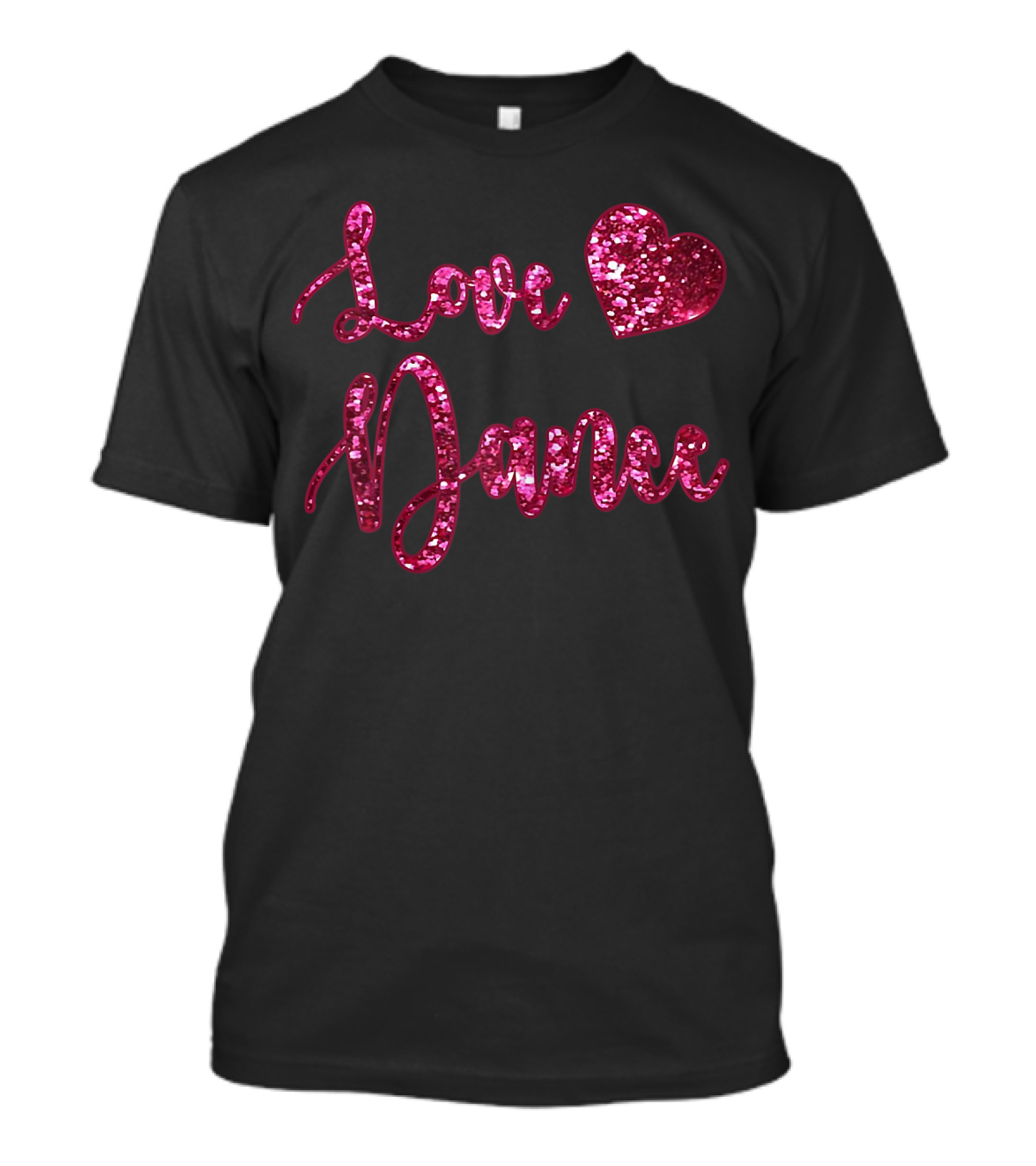 Love Dance Pink Glitter Heart Girls T-Shirt