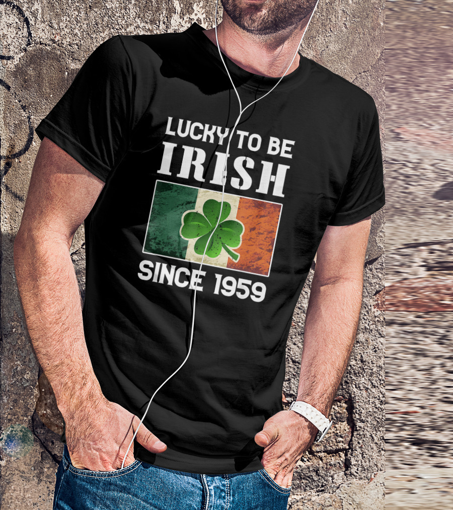Lucky To Be Irish Since 1959 Shamrock Tricolor T-Shirt