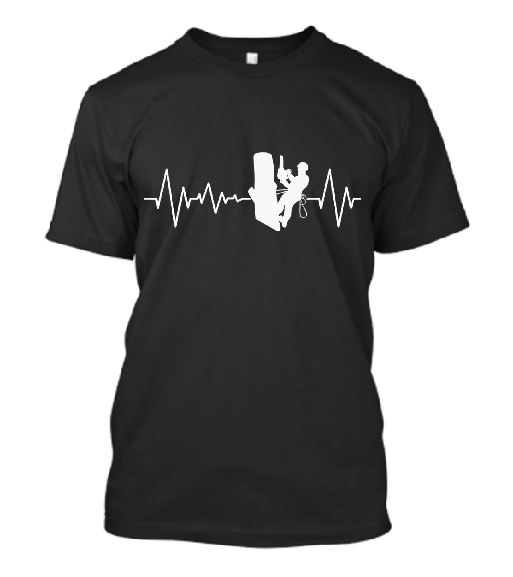 Lumberjack Tree Climber Silhouette Heartbeat Chainsaw T-Shirt