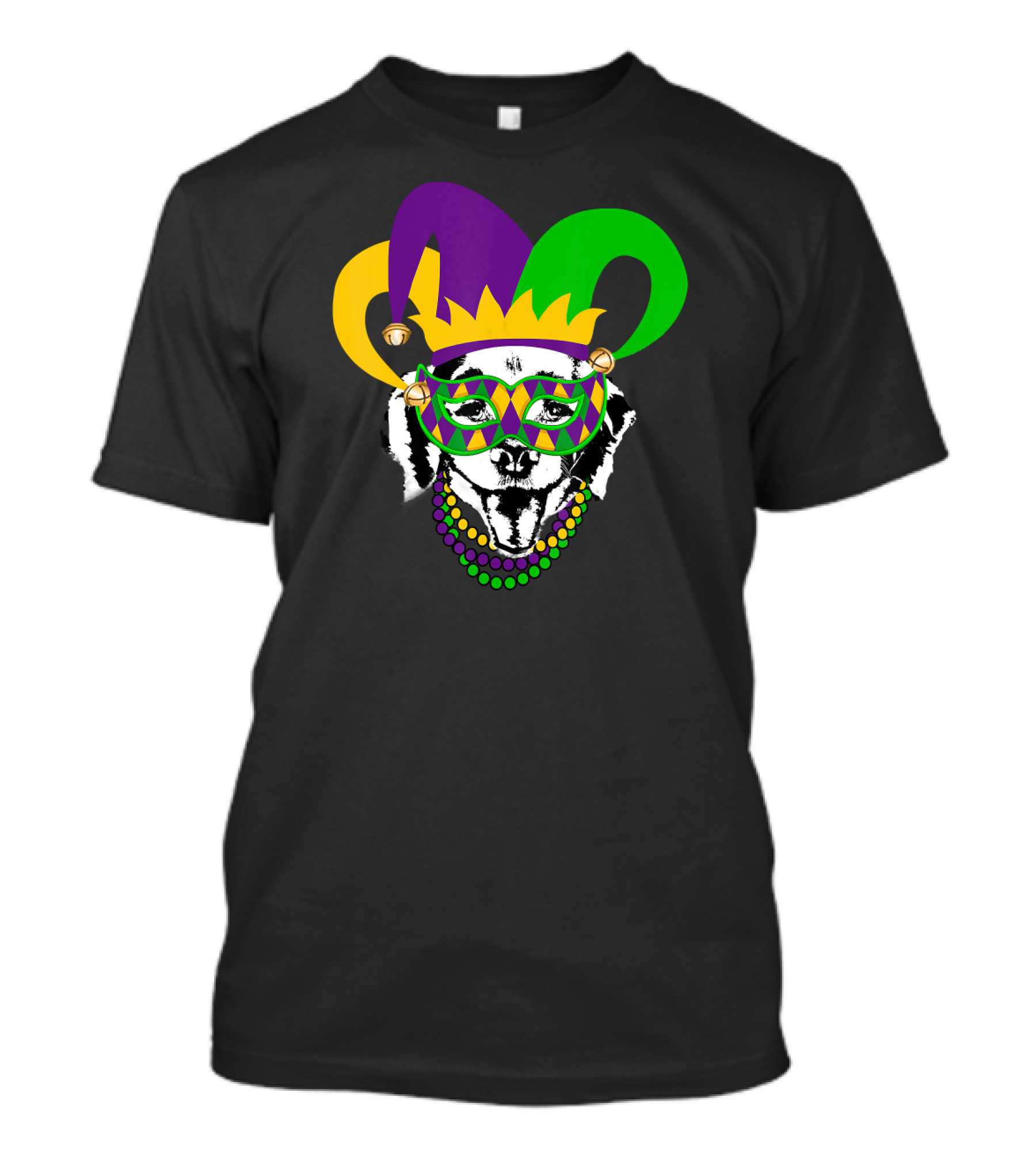 Mardi Gras Golden Retriever Jester Mask Beads T-Shirt