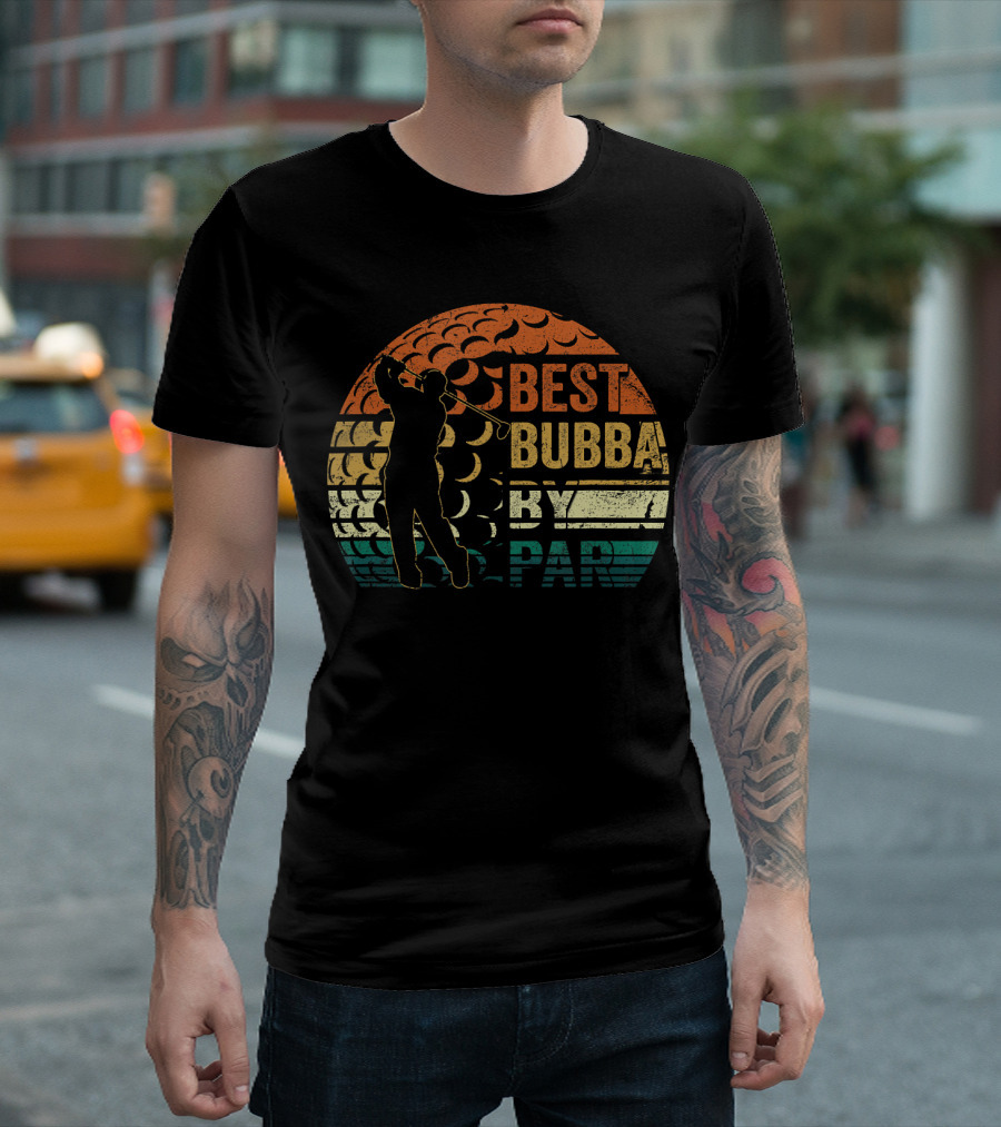 Best Bubba By Par Daddy Retro Sunset Golfer T-Shirt