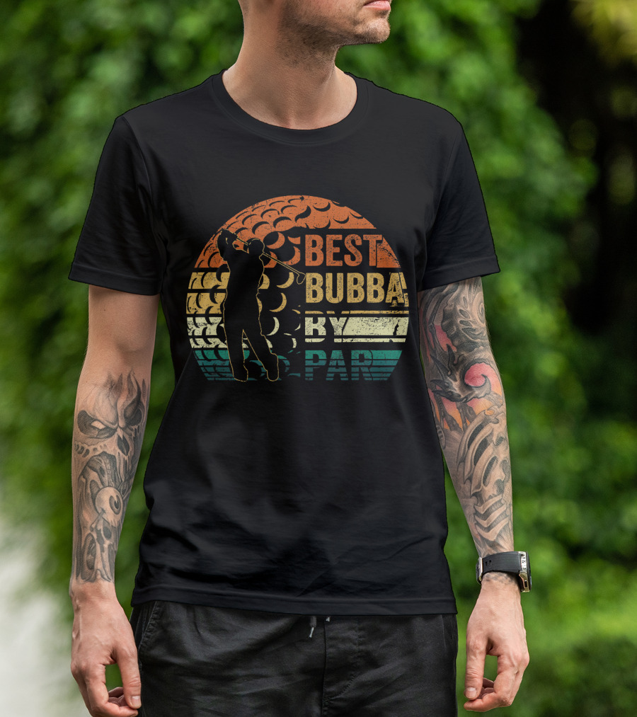 Best Bubba By Par Daddy Retro Sunset Golfer T-Shirt