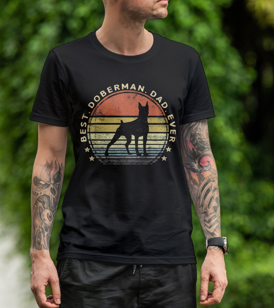 Best Doberman Dad Ever Vintage Sunset T-Shirt