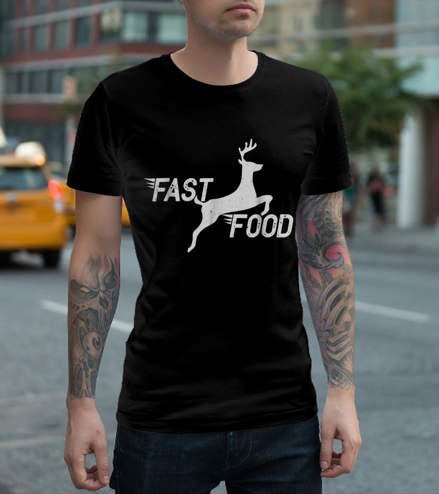 Mens Deer Hunting Fast Food Funny Hun Joke Hunting Enthusiast T-Shirt