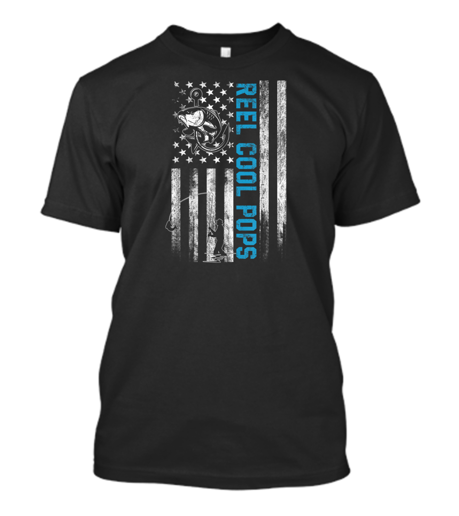 Reel Cool Pops American Flag Fishin' Stripes And Stars T-Shirt