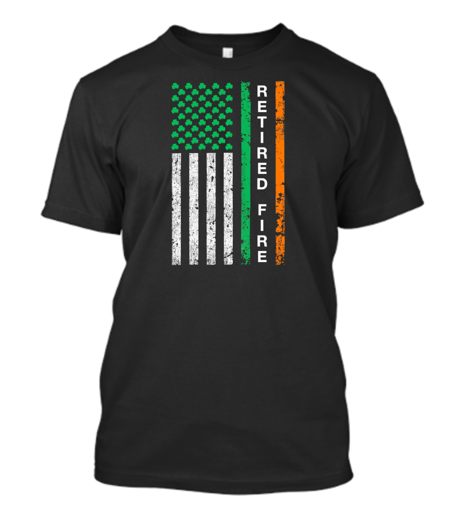 Mens Retired Irish Firefighter Ireland Flag Shamrock Retired Fire T-Shirt