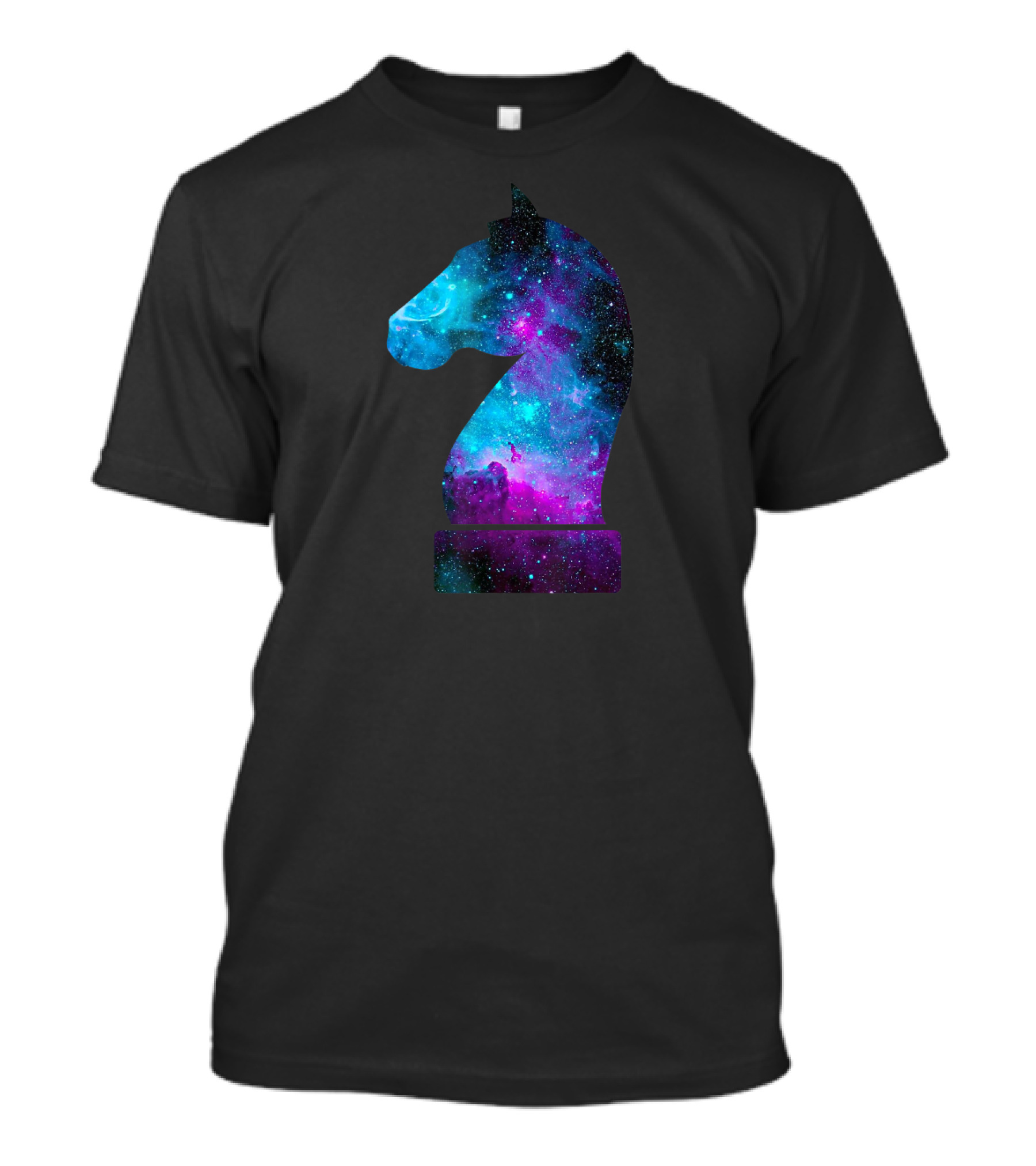 Midnight Horse Knight Chess Piece Galaxy Starry Night Sky T-Shirt