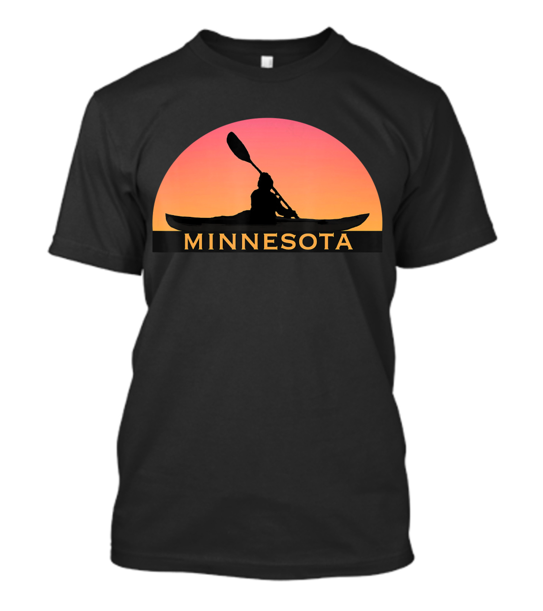 MINNESOTA Kayak Souvenir I Love Kayaking Silhouette Against Sunset Sky T-Shirt