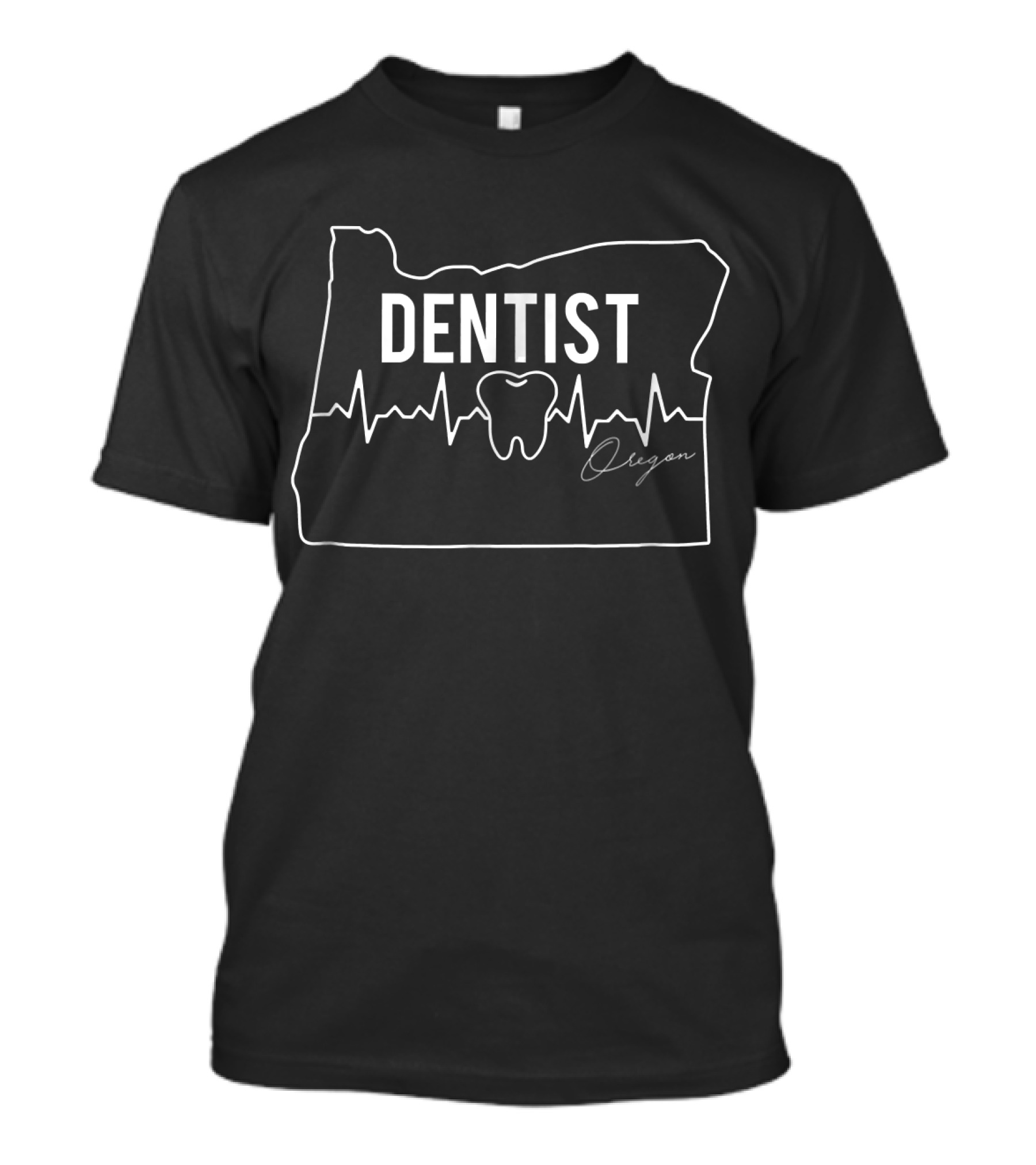 Oregon Dentist Map With Tooth And Signature T-Shirt