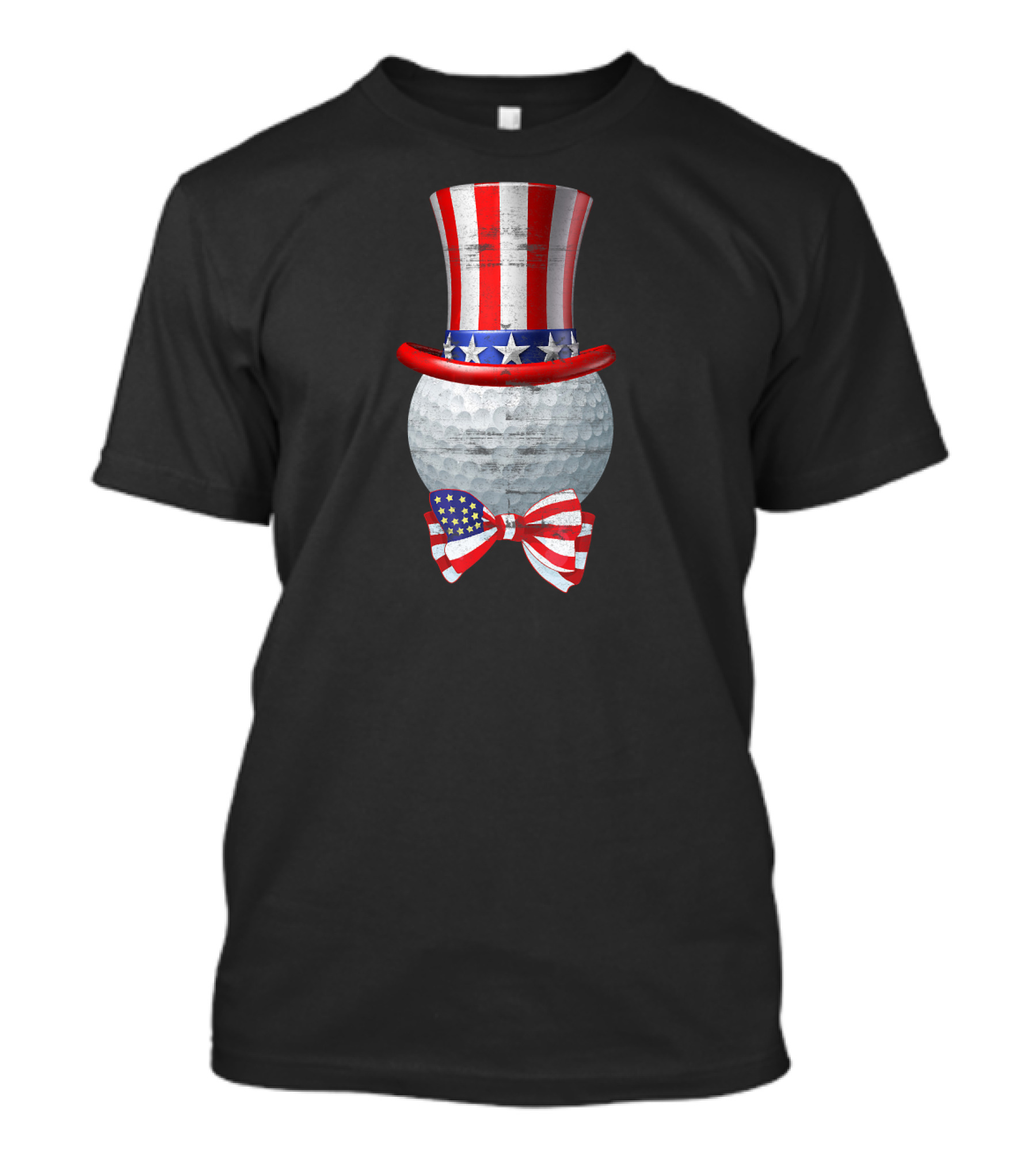 Patriotic America Flag Golf Ball With Uncle Sam Hat And Bow Tie 4th Of July T-Shirt
