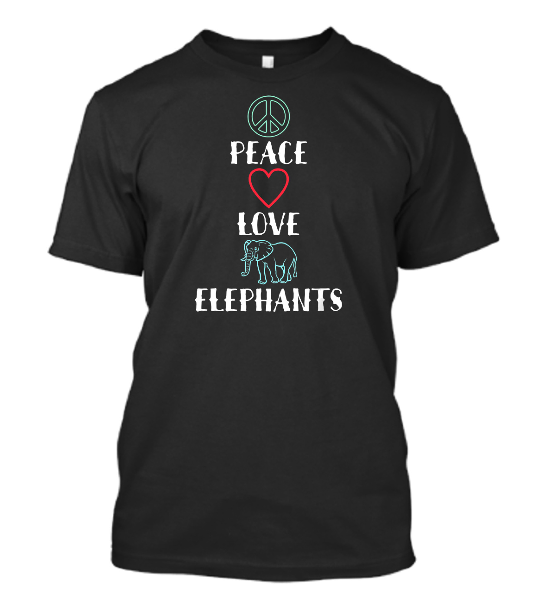 Peace Love Elephants Inspirational Fun Animal Elements T-Shirt