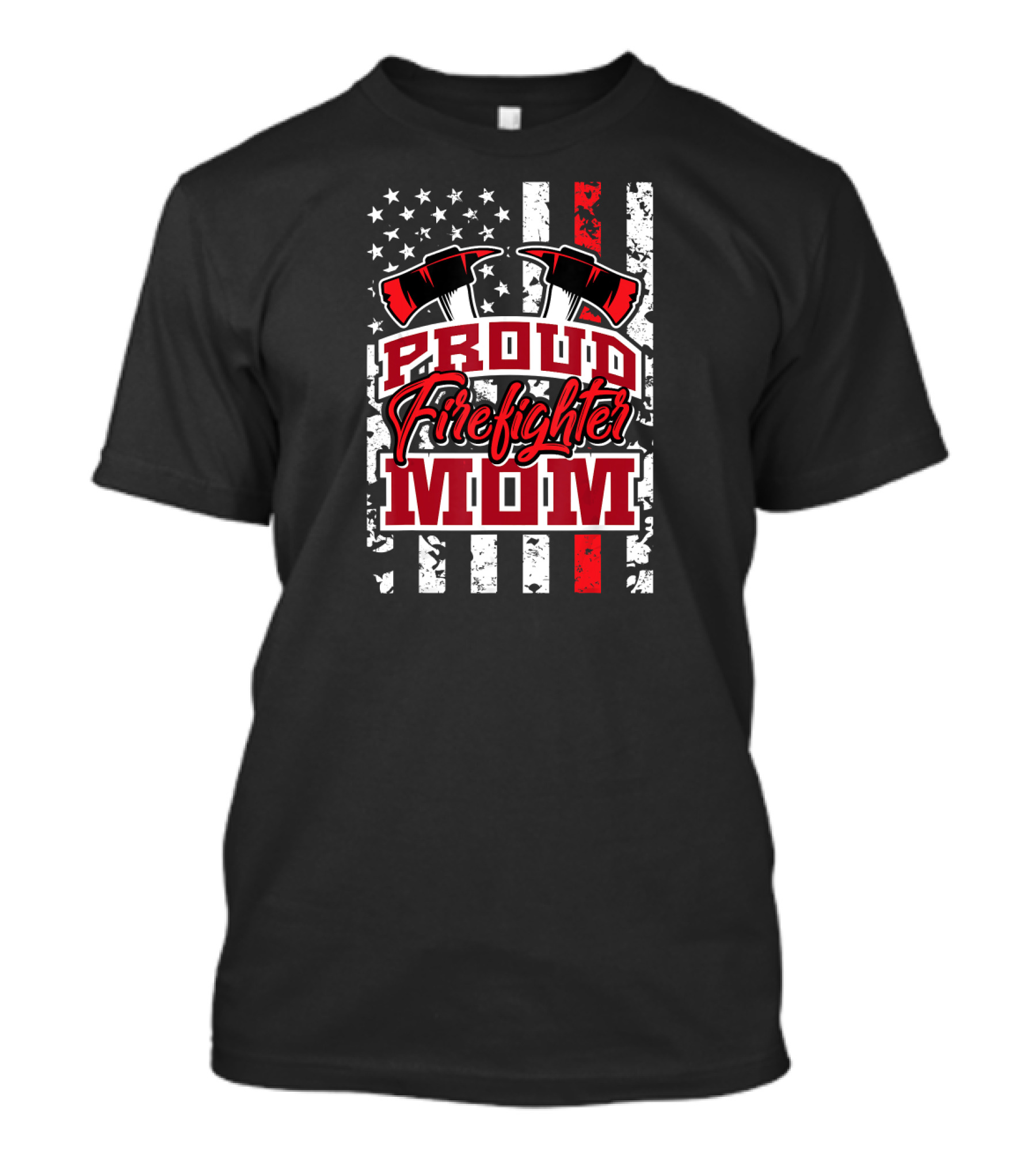 Proud Firefighter Mom American Flag Axes T-Shirt
