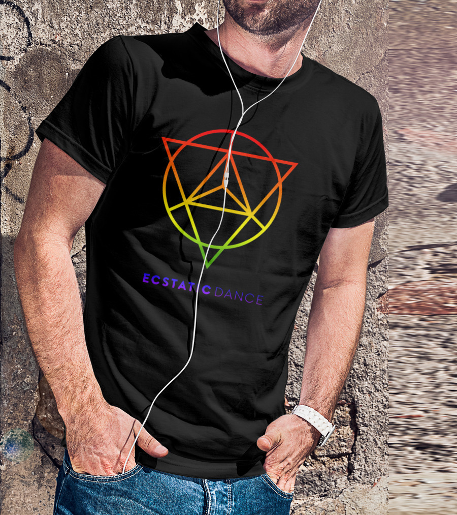 Ecstatic Dance Rainbow Icon Geometric T-Shirt