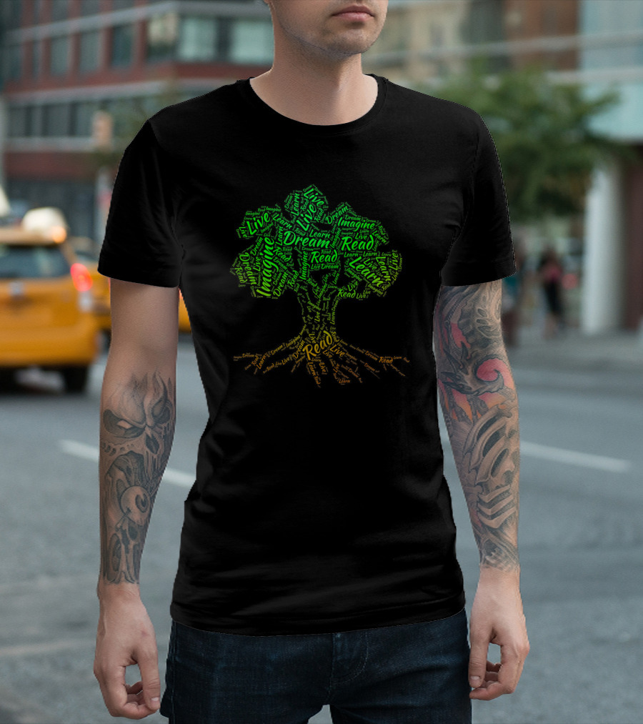 Reading For Librarians Bookworms Book Live Learn Dream Imagine Read Tree T-Shirt