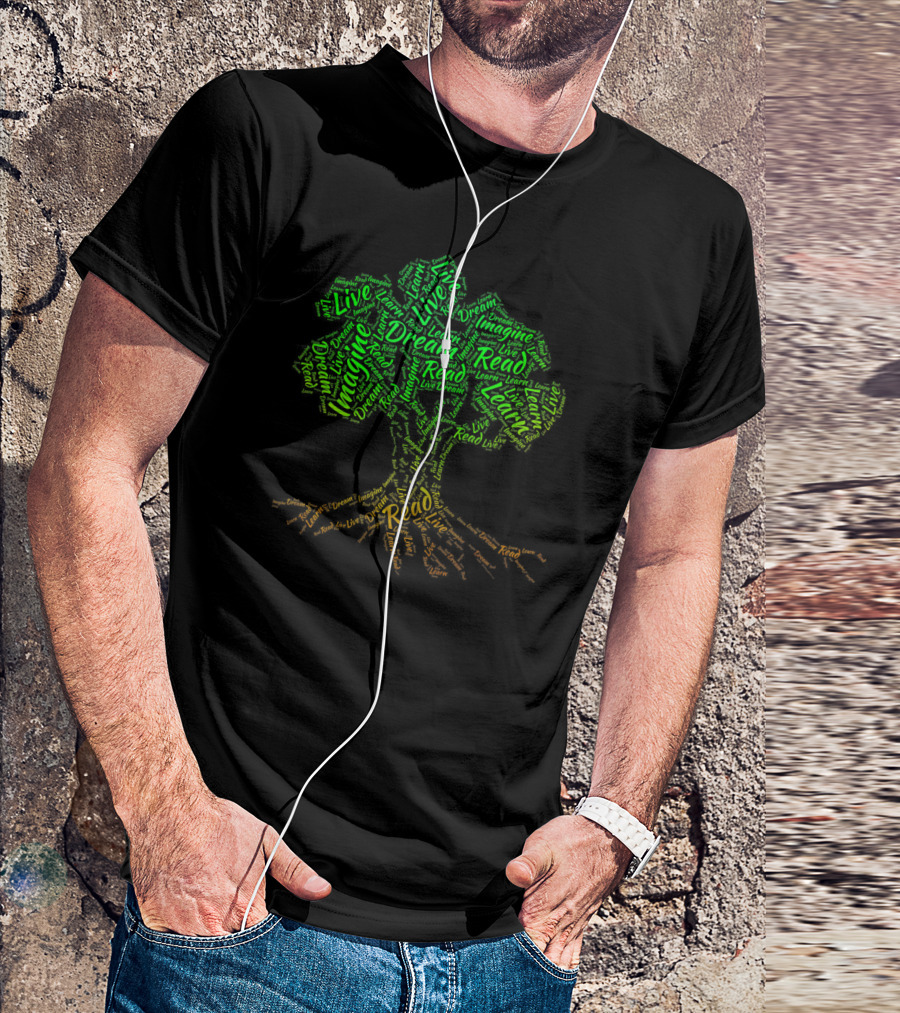 Reading For Librarians Bookworms Book Live Learn Dream Imagine Read Tree T-Shirt