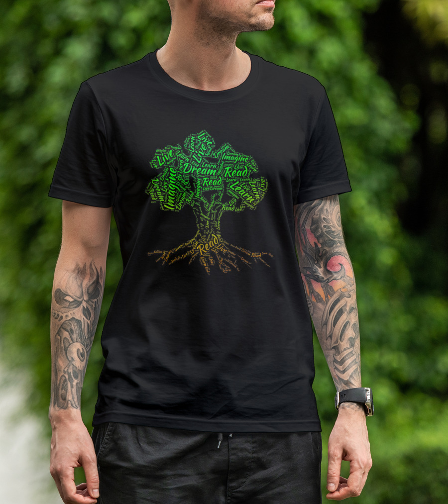 Reading For Librarians Bookworms Book Live Learn Dream Imagine Read Tree T-Shirt