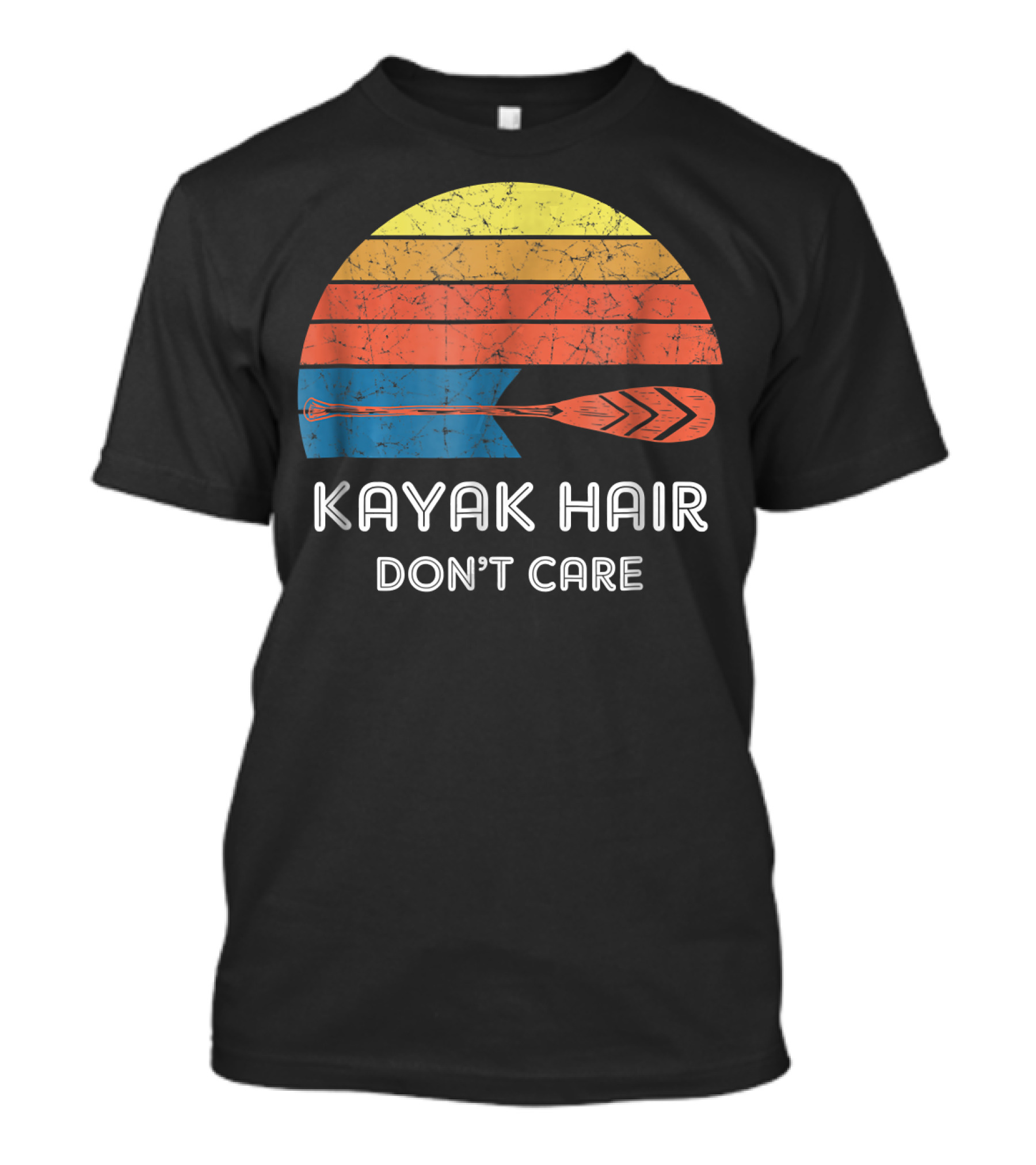 Retro Kayak Hair Don't Care Vintage Sunset Paddle T-Shirt