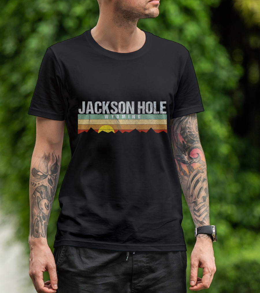 Jackson Hole Wyoming Retro Vintage Sunset Mountains T-Shirt