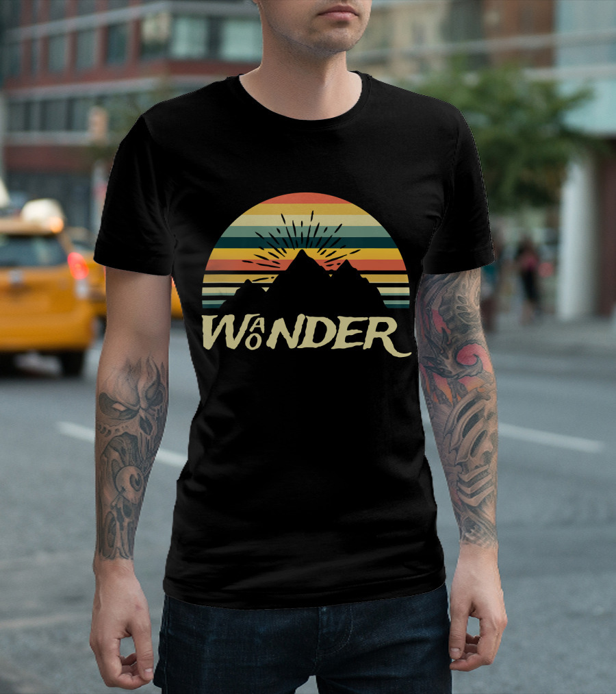 Retro Wanderer Wonder Camping Hiking Vintage Style Mountain Adventure T-Shirt