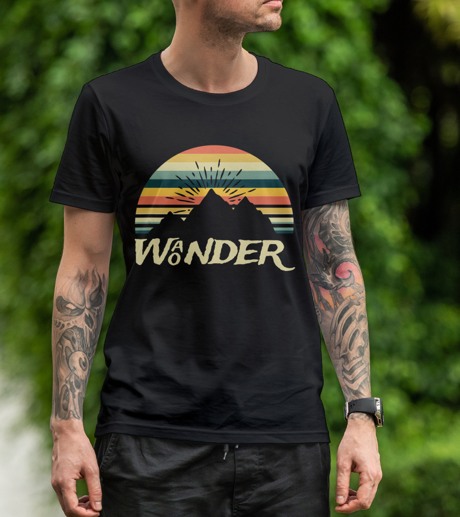 Retro Wanderer Wonder Camping Hiking Vintage Style Mountain Adventure T-Shirt