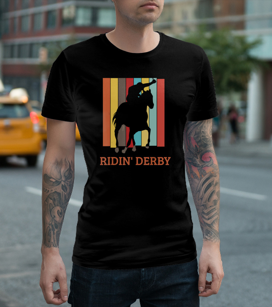 Ridin Derby Vintage Funny Horse Racing T-Shirt