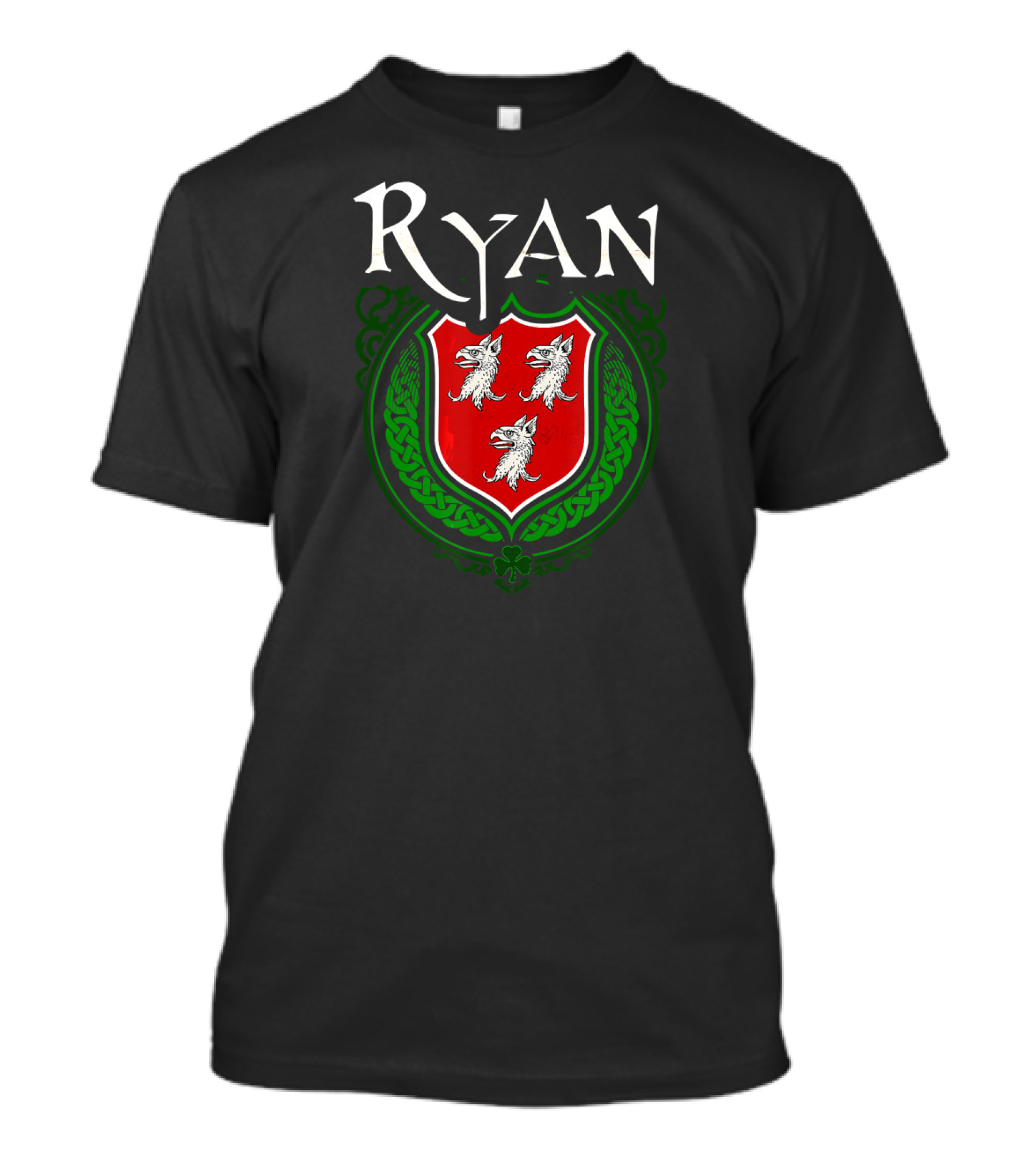 Ryan Surname Irish Last Name Family Crest Shield Celtic Knotwork T-Shirt