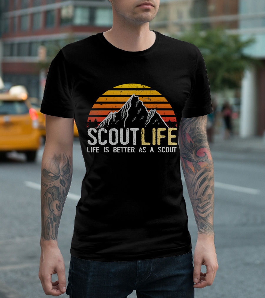Scout Life Adventure Mountain Sunset Life Is Better As A Scout T-Shirt