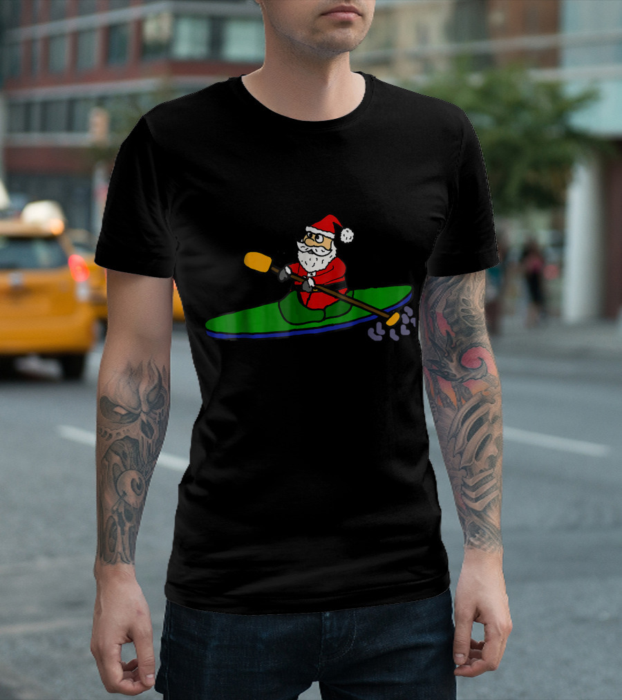 SmileteesXMAS Funny Santa Claus Kayaking Christmas T-Shirt