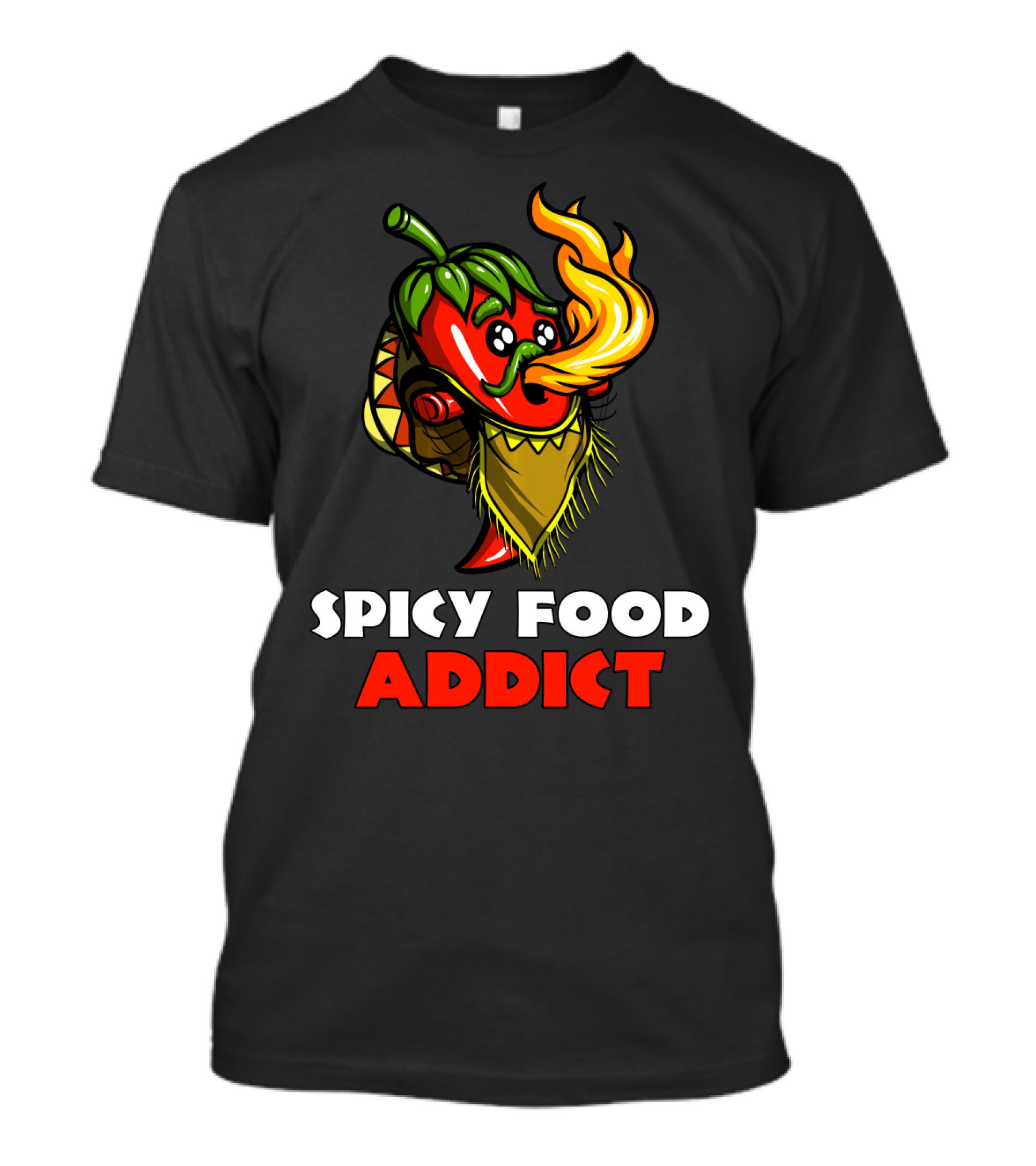 Spicy Food Addict Funny Hot Pepper Breathing Fire Party T-Shirt