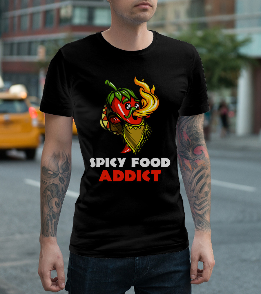 Spicy Food Addict Funny Hot Pepper Breathing Fire Party T-Shirt