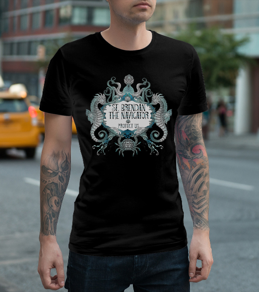 St Brendan The Navigator Protect Us Voyage Traveler T-Shirt
