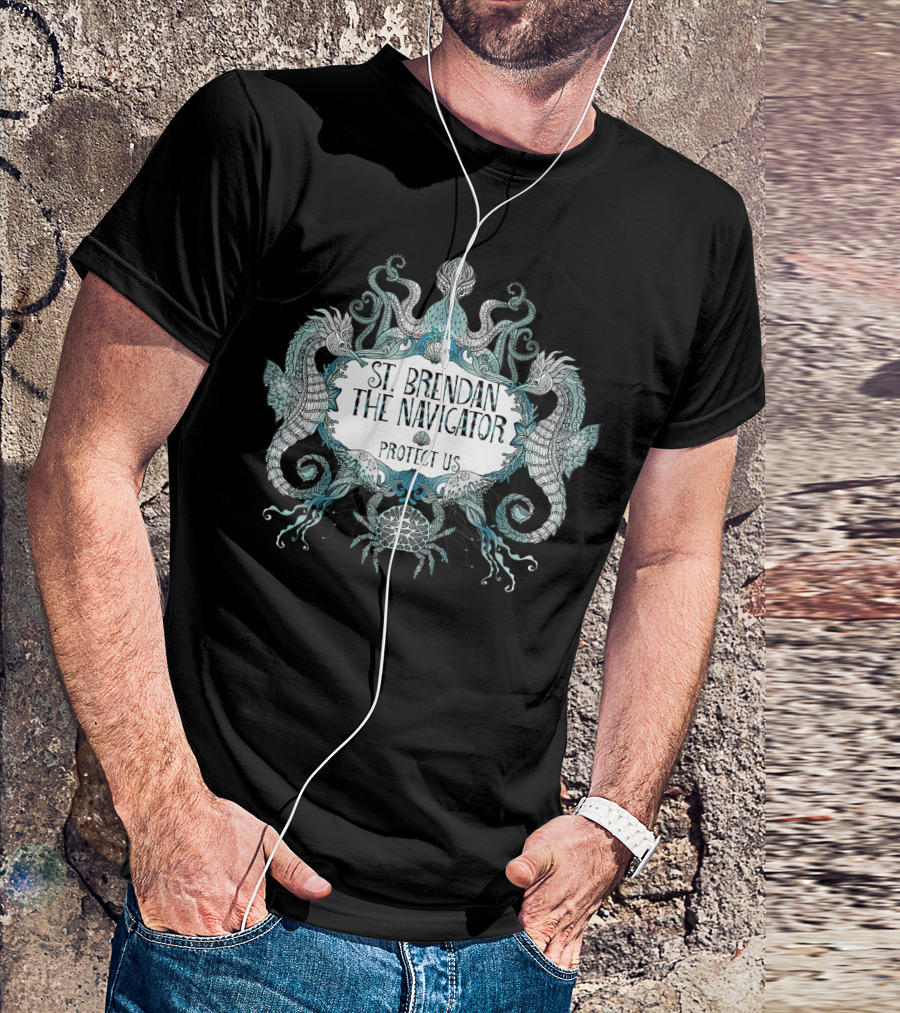 St Brendan The Navigator Protect Us Voyage Traveler T-Shirt
