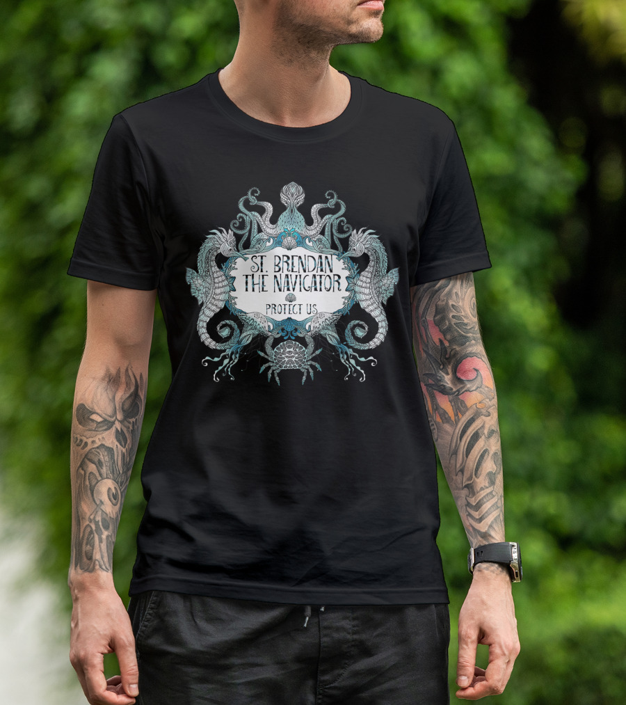 St Brendan The Navigator Protect Us Voyage Traveler T-Shirt