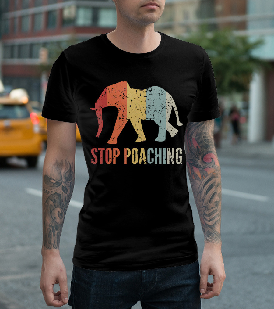 Stop Poaching Elephant Africa Wildlife Zoo Conservation T-Shirt