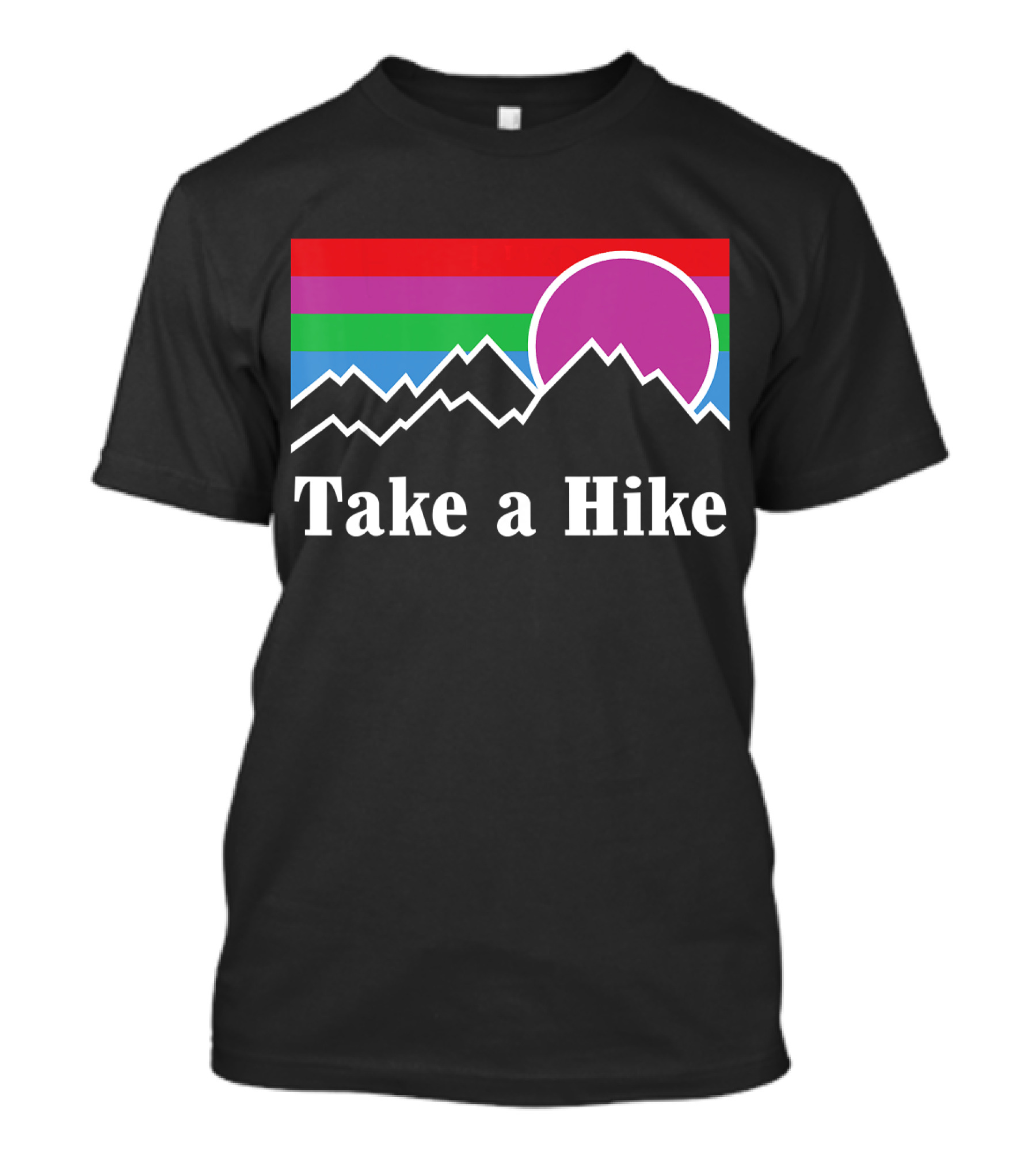 Take A Hike Hiking Nature Outdoors Camping Mountains Retro Sunset T-Shirt
