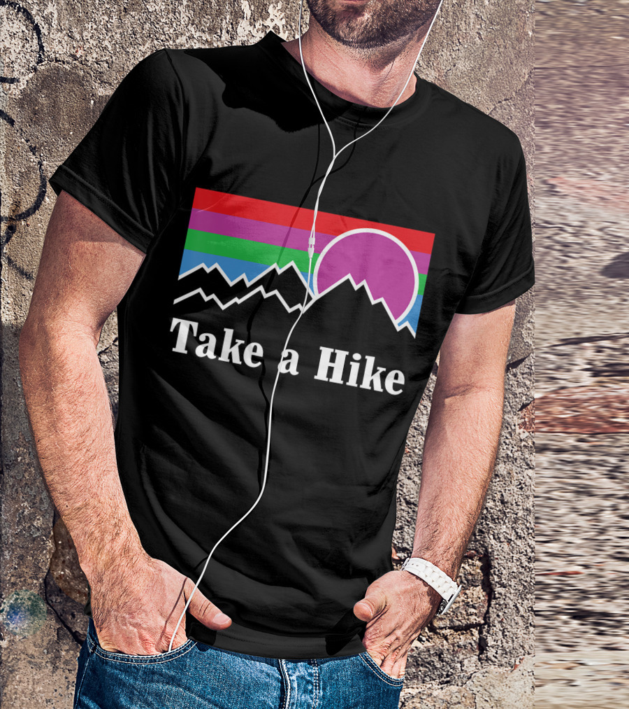 Take A Hike Hiking Nature Outdoors Camping Mountains Retro Sunset T-Shirt