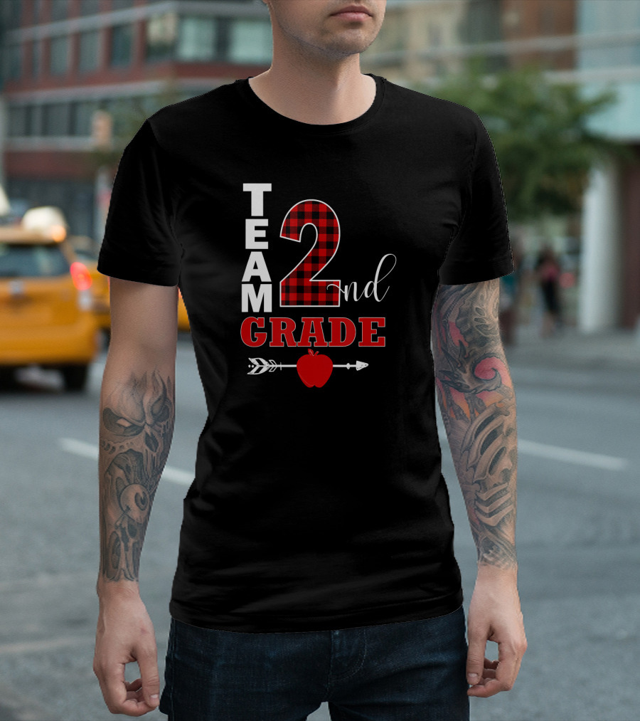 Team 2nd Grade Lumberjack Plaid Teacher T-Shirt