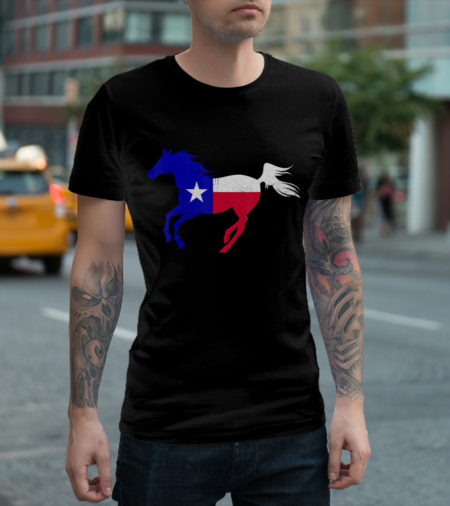Texas State Flag Running Horse Texan Cowgirl T-Shirt