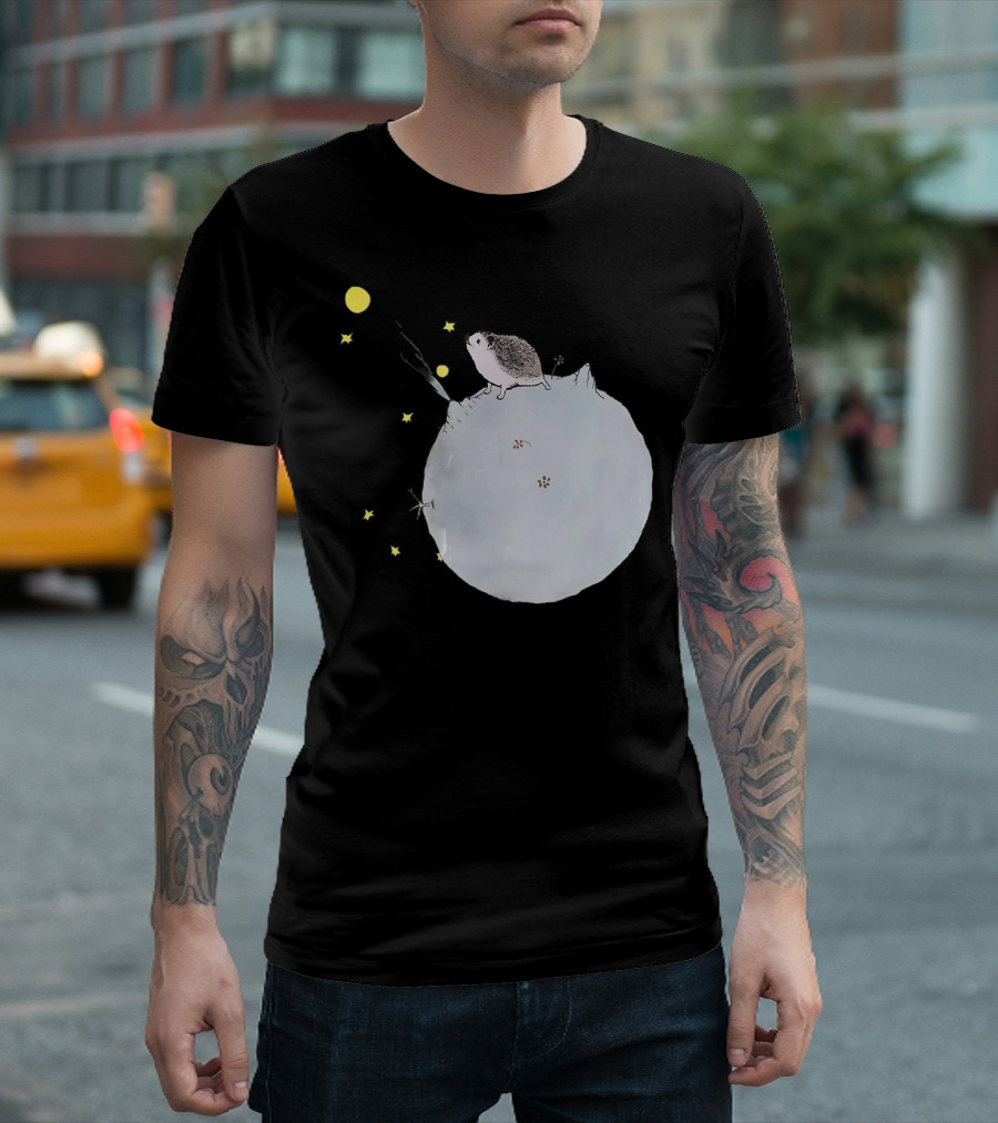 The Little Hedgehog Prince On Moon With Stars T-Shirt