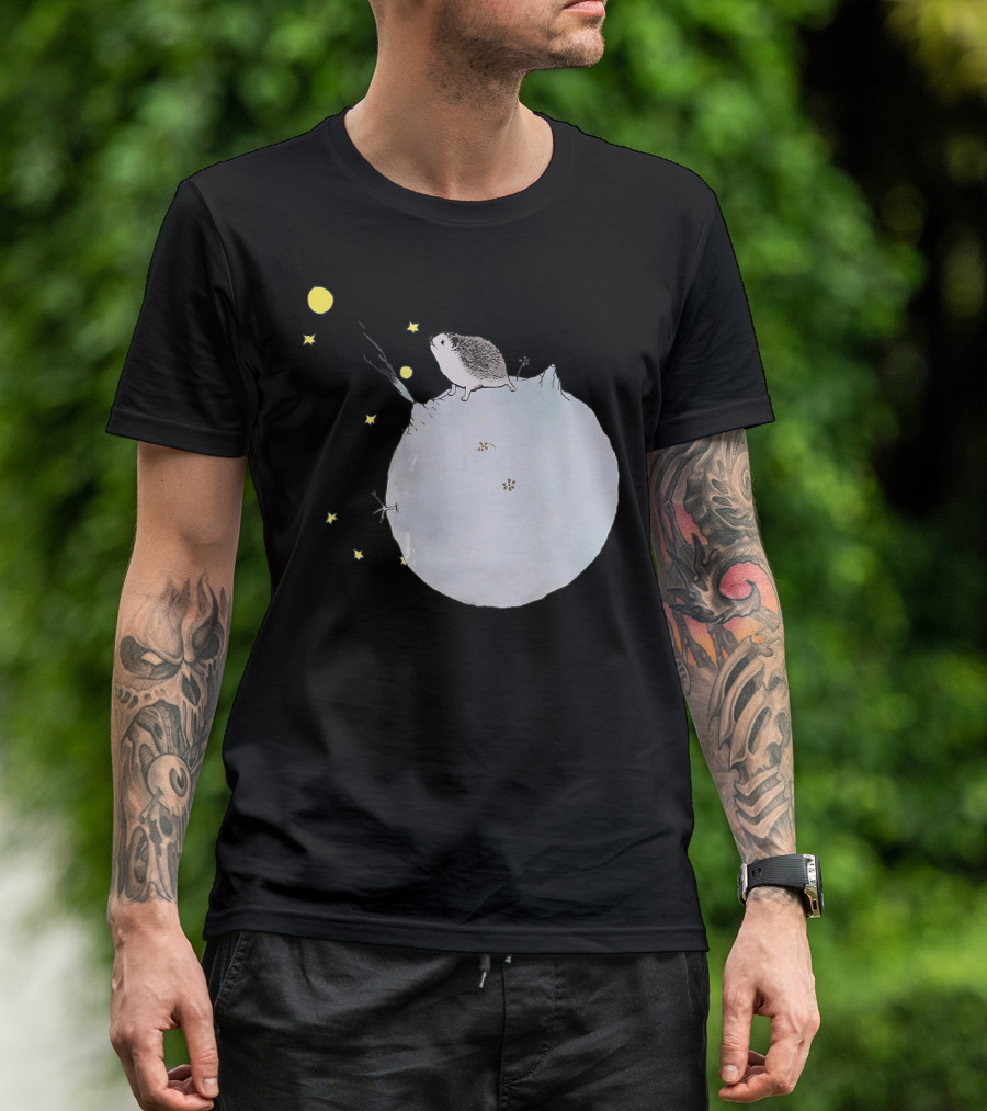 The Little Hedgehog Prince On Moon With Stars T-Shirt