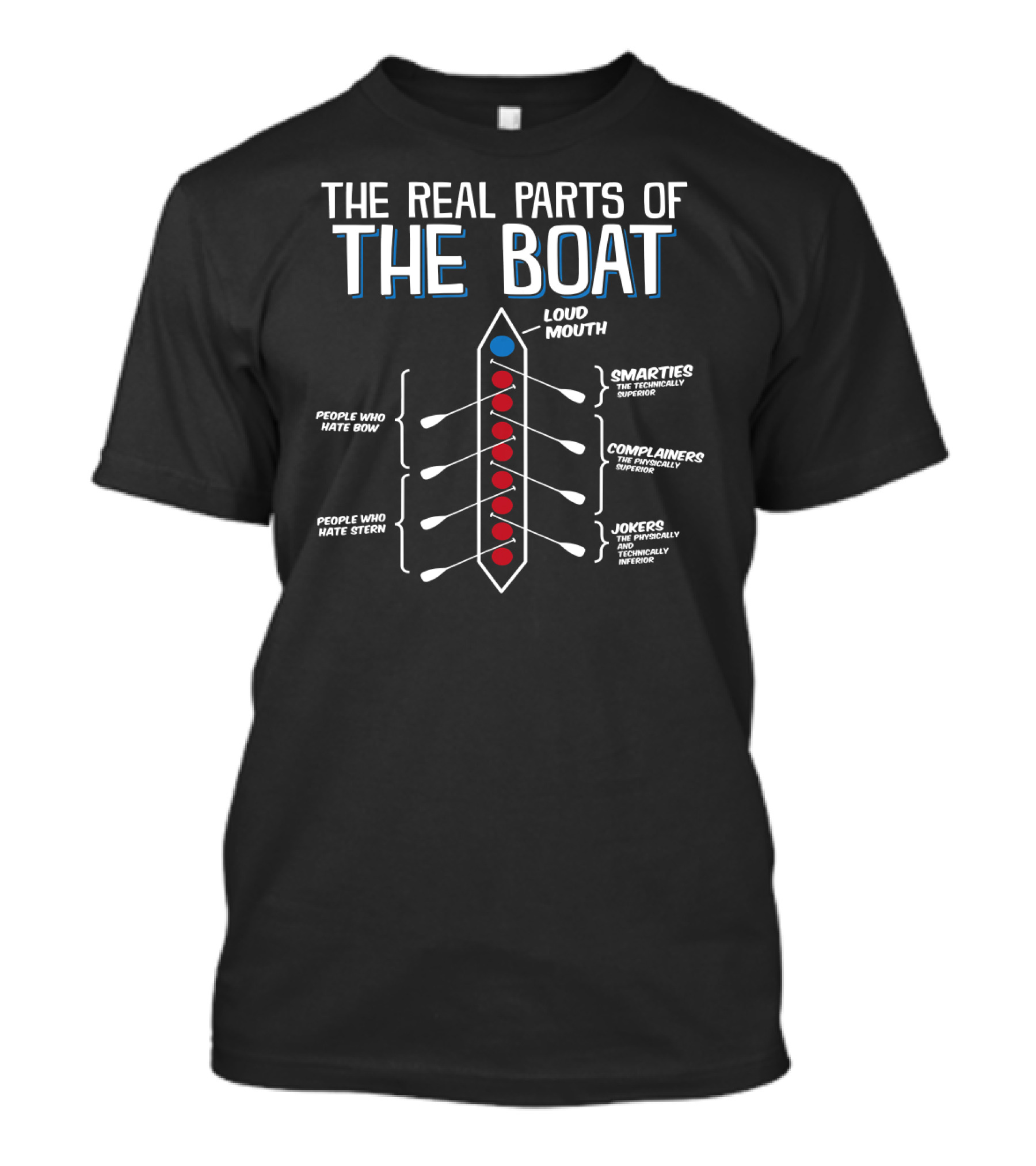 The Real Parts Of The Boat People Who Hate Bow Stern Loud Mouth Smarties Complainers Jokers Rowing Funny T-Shirt
