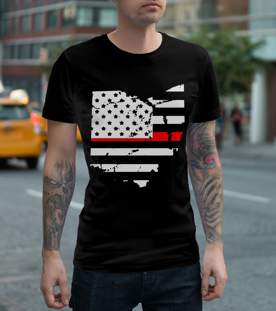 Thin Red Line Flag Ohio Firefighter Support T-Shirt